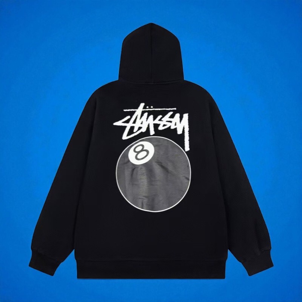 Stussy Black Hoodie with White Graphic